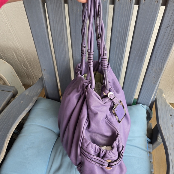 B. Makowsky Lavender Leather Shoulder Bag - Picture 6 of 16
